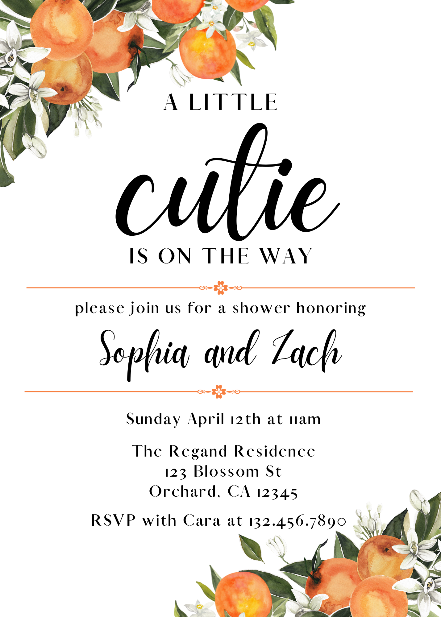 A Little Cutie Baby Shower Invitation