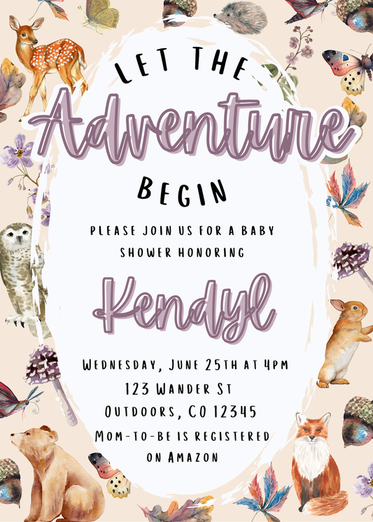 Let the Adventure Begin Baby Shower Invitation