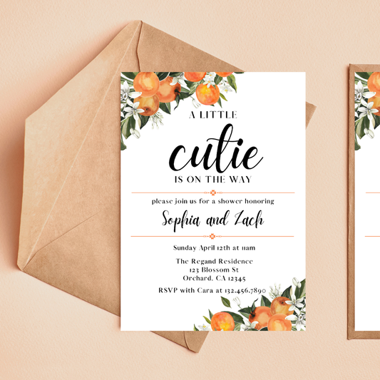 A Little Cutie Baby Shower Invitation