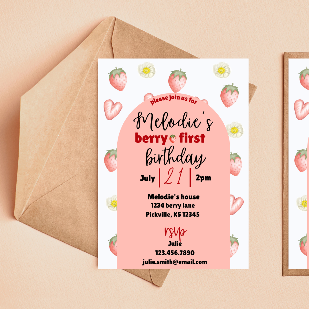 Berry First Birthday Invitation