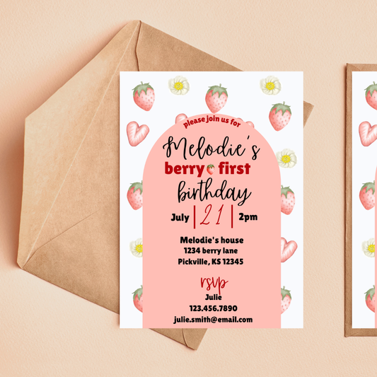 Berry First Birthday Invitation
