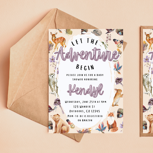 Let the Adventure Begin Baby Shower Invitation