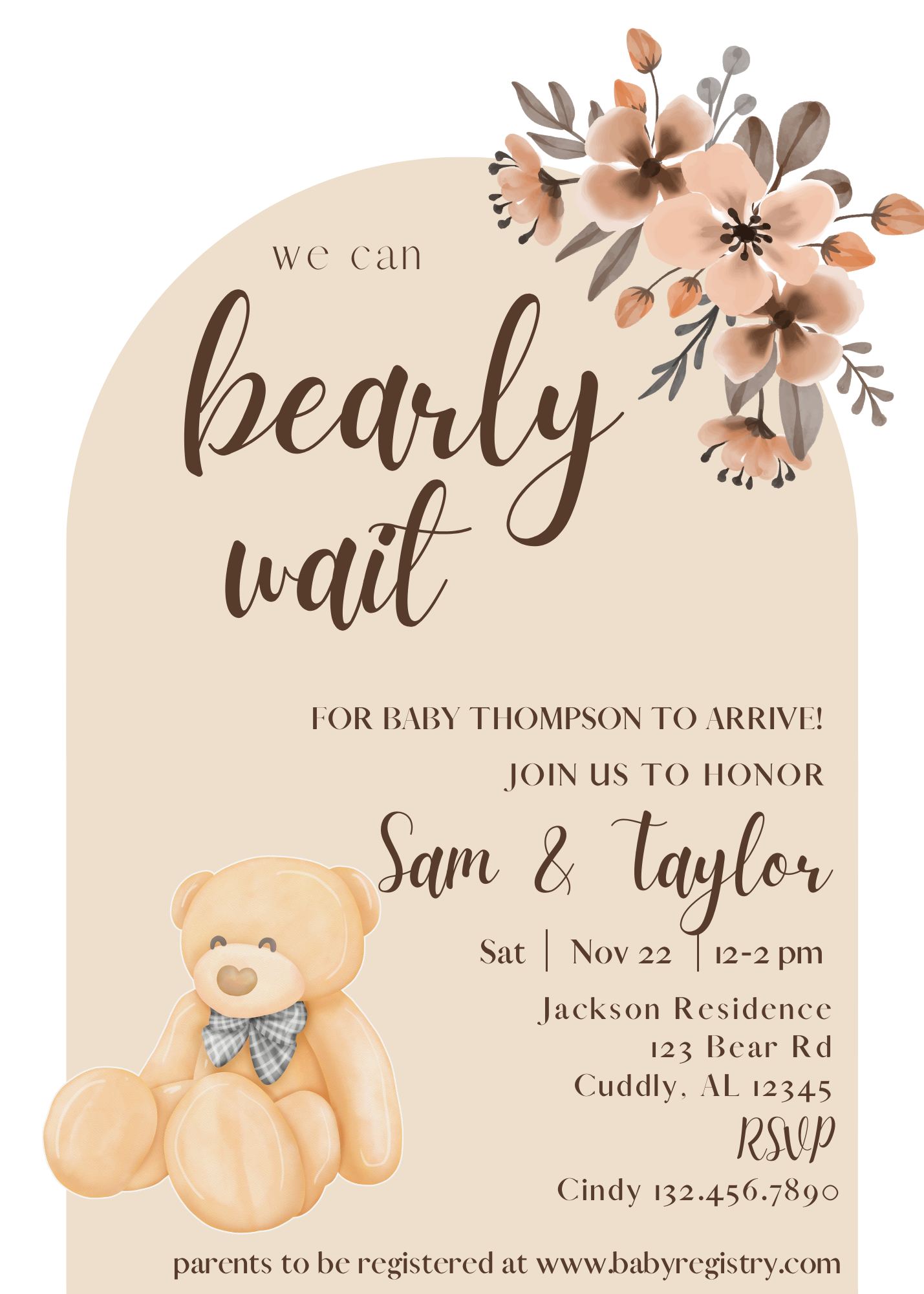 Bearly Wait Baby Shower Invitation