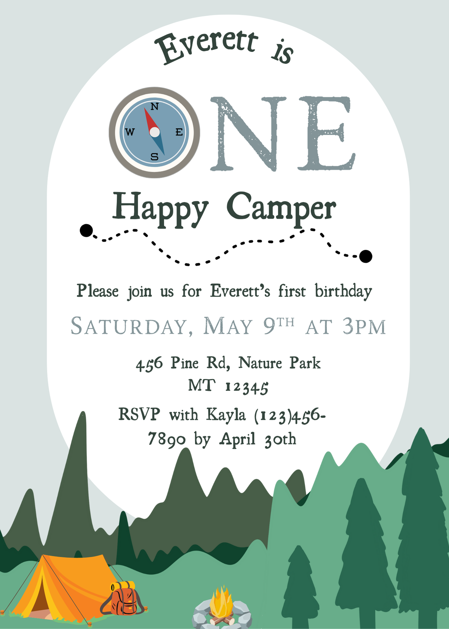 One Happy Camper Birthday Invitation