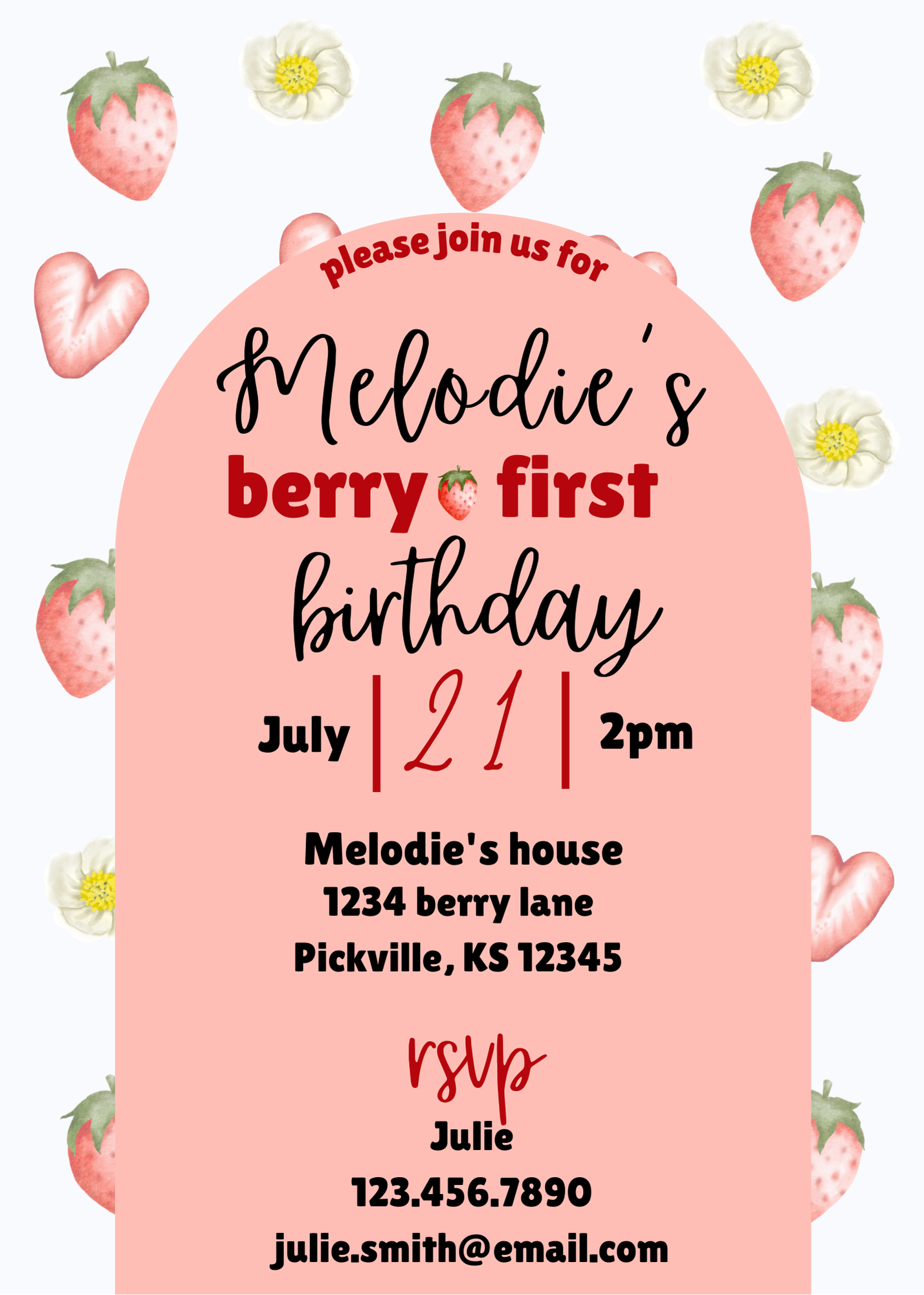 Berry First Birthday Invitation